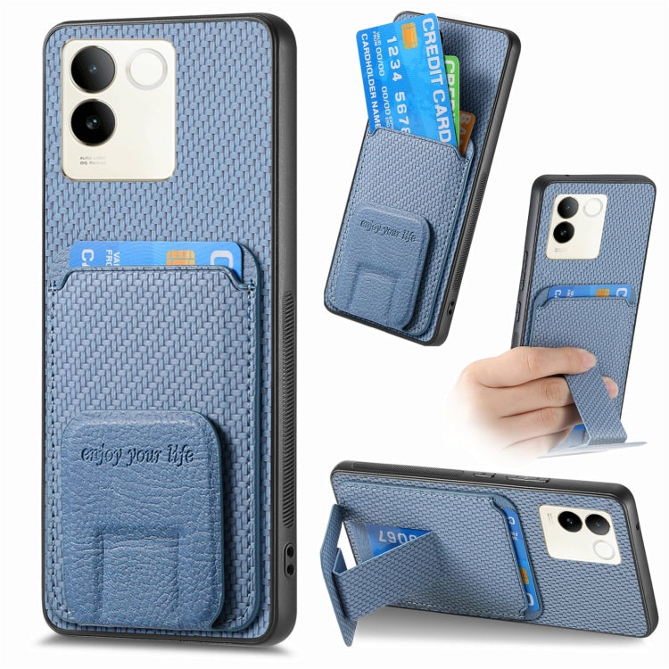 Carbon Fiber Card Bag Fold Stand Phone Case