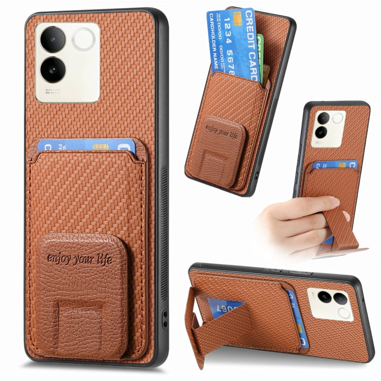 Carbon Fiber Card Bag Fold Stand Phone Case