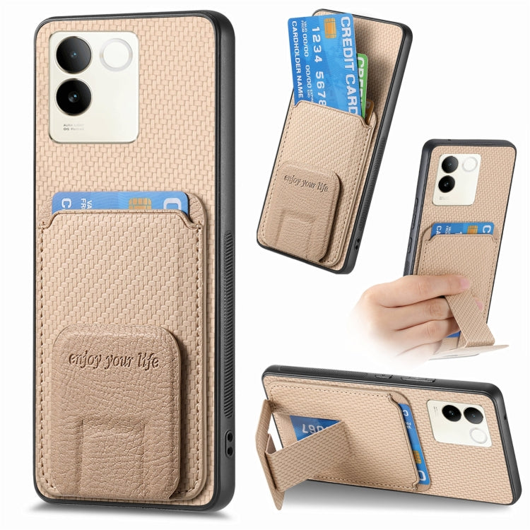 Carbon Fiber Card Bag Fold Stand Phone Case