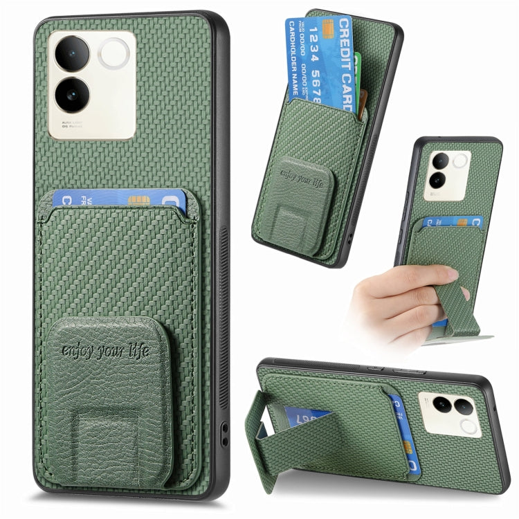 Carbon Fiber Card Bag Fold Stand Phone Case