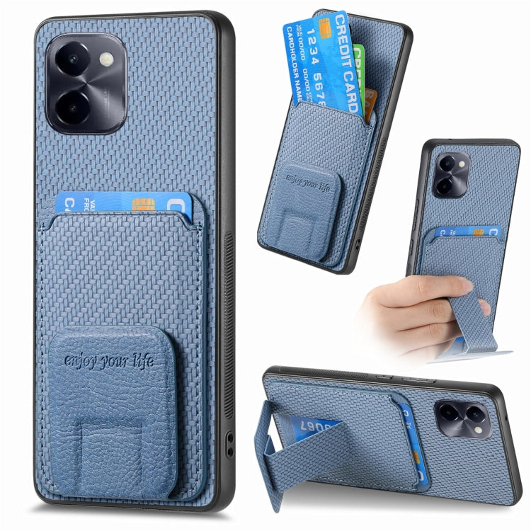 Carbon Fiber Card Bag Fold Stand Phone Case