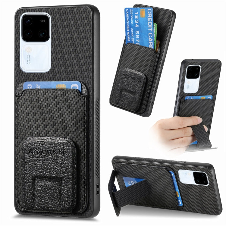 Carbon Fiber Card Bag Fold Stand Phone Case