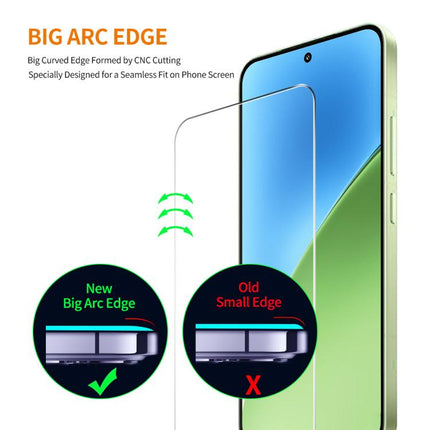 2pcs ENKAY 9H Big Arc Edge High Aluminum-silicon Tempered Glass Film, For Xiaomi Poco M8 Power 5G, For Xiaomi Poco F9 Pro 5G, For Redmi Note 17 4G Global 171mm, For Redmi A7 4G 171.8mm, For Redmi 17C 4G, For Redmi Note 15 Pro 5G Global 163.6mm         ...