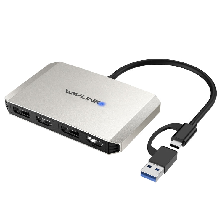 WAVLINK WL-UG69DH2 Dual Monitor USB+Type-C to Dual 4K HD DisplayPort Adapter Splitter