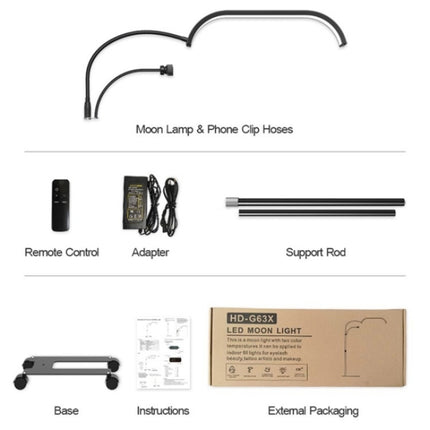 HD-G63X Floor Standing Remote Dimming LED Moon Lamp Manicure Eyelash Beauty Lamp, US Plug, UK Plug, EU Plug, AU Plug
