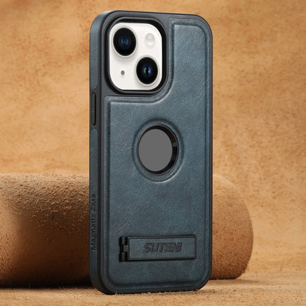 Suteni G2 Magsafe Oil Wax Leather Back Phone Case with Holder, For iPhone 14, For iPhone 14 Pro, For iPhone 14 Pro Max, For iPhone 13 Pro Max, For iPhone 13 Pro, For iPhone 13, For iPhone 12, For iPhone 12 Pro Max