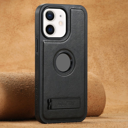 Suteni G2 Magsafe Oil Wax Leather Back Phone Case with Holder, For iPhone 14, For iPhone 14 Pro, For iPhone 14 Pro Max, For iPhone 13 Pro Max, For iPhone 13 Pro, For iPhone 13, For iPhone 12, For iPhone 12 Pro Max