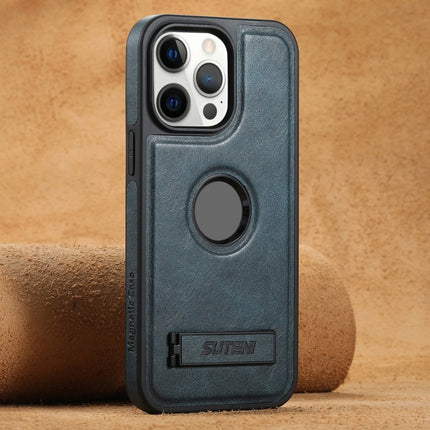 Suteni G2 Magsafe Oil Wax Leather Back Phone Case with Holder, For iPhone 14, For iPhone 14 Pro, For iPhone 14 Pro Max, For iPhone 13 Pro Max, For iPhone 13 Pro, For iPhone 13, For iPhone 12, For iPhone 12 Pro Max
