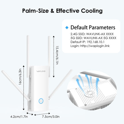 Wavlink WN583AX3 AX3000 Dual Band WiFi Repeater/AP/Router/Mesh Mode WiFi Extender, US Plug, UK Plug, AU Plug, EU Plug