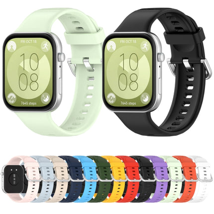 Silver Buckle Silicone Sports Watch Band, For Huawei Watch Fit4 / Fit4 Pro / Fit3