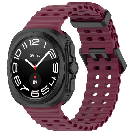 For Samsung Galaxy Watch Ultra 47mm Ocean Hole Dual Buckle Silicone Watch Band, Rock Blue, Pink, Starlight, Dark Blue, Sky Blue, Dark Green, Wine Red, Gray Green, Black, Dark Gray, Orange, White