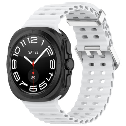 For Samsung Galaxy Watch Ultra 47mm Ocean Hole Dual Buckle Silicone Watch Band, Rock Blue, Pink, Starlight, Dark Blue, Sky Blue, Dark Green, Wine Red, Gray Green, Black, Dark Gray, Orange, White
