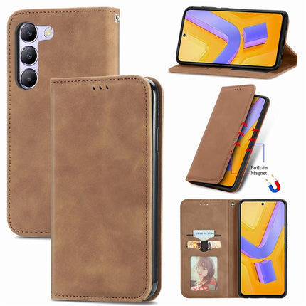 Retro Skin Feel Magnetic Flip Leather Phone Case, For vivo V40 SE, For vivo Y100 5G IND