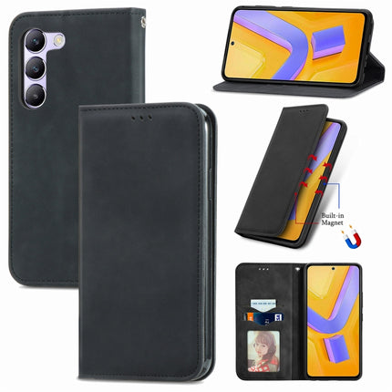 Retro Skin Feel Magnetic Flip Leather Phone Case, For vivo V40 SE, For vivo Y100 5G IND