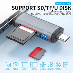 ADS-307 Data Transfer OTG Adapter USB / Type-C / Micro Plug SD TF Card U-Disk Reader, ADS-307