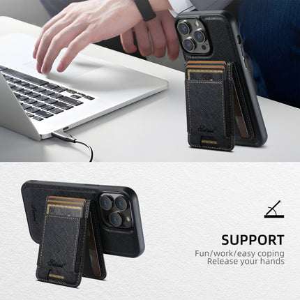Suteni H17 Cross Grain Leather MagSafe Detachable Wallet Phone Case, For iPhone 12 Pro