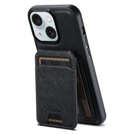 Suteni H18 Cross Grain MagSafe Wallet Leather Phone Case, For iPhone 16 Pro, For iPhone 16 Plus, For iPhone 16, For iPhone 15 Pro Max, For iPhone 15 Pro, For iPhone 15 Plus, For iPhone 15, For iPhone 14 Plus