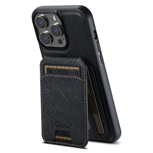 Suteni H18 Cross Grain MagSafe Wallet Leather Phone Case, For iPhone 12 Pro