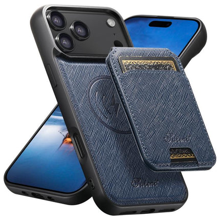 Suteni H18 Cross Grain MagSafe Wallet Leather Phone Case, For iPhone 18, For iPhone 18 Pro, For iPhone 18 Pro Max, For iPhone 17 Pro Max, For iPhone 17 Pro, For iPhone 17, For iPhone Air, For iPhone 16 Pro Max