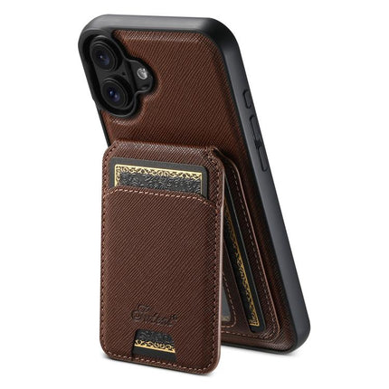 Suteni H18 Cross Grain MagSafe Wallet Leather Phone Case, For iPhone 18, For iPhone 18 Pro, For iPhone 18 Pro Max, For iPhone 17 Pro Max, For iPhone 17 Pro, For iPhone 17, For iPhone Air, For iPhone 16 Pro Max