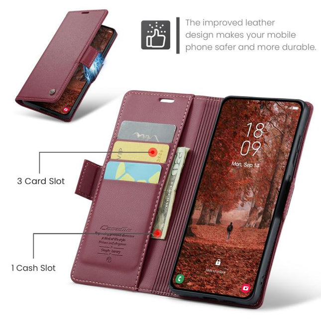 CaseMe 023 Butterfly Buckle Litchi Texture RFID Anti-theft Leather Phone Case, For Galaxy S26+ 5G, For Galaxy S26 Ultra 5G, For Galaxy S26 5G, For Galaxy A57 5G