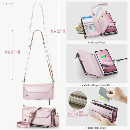 CaseMe C36 Card Slots Zipper Wallet RFID Anti-theft Leather Phone Case, For Galaxy Z Fold7, For Galaxy S25 Edge 5G, For Galaxy A56 5G, For Galaxy A36