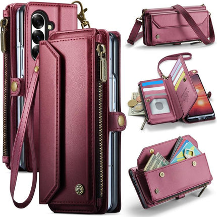 CaseMe C36 Card Slots Zipper Wallet RFID Anti-theft Leather Phone Case, For Galaxy Z Fold7, For Galaxy S25 Edge 5G, For Galaxy A56 5G, For Galaxy A36