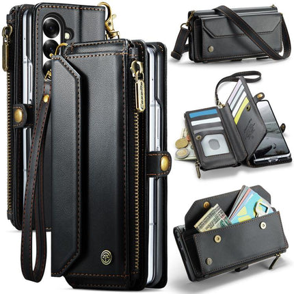 CaseMe C36 Card Slots Zipper Wallet RFID Anti-theft Leather Phone Case, For Galaxy Z Fold7, For Galaxy S25 Edge 5G, For Galaxy A56 5G, For Galaxy A36