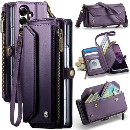 CaseMe C36 Card Slots Zipper Wallet RFID Anti-theft Leather Phone Case, For Galaxy Z Fold7, For Galaxy S25 Edge 5G, For Galaxy A56 5G, For Galaxy A36