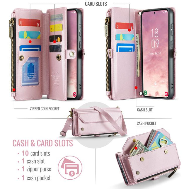 CaseMe C36 Card Slots Zipper Wallet RFID Anti-theft Leather Phone Case, For Galaxy S25 FE 5G, For Galaxy A17 4G, For Galaxy Z Fold7, For Galaxy S25 Edge 5G