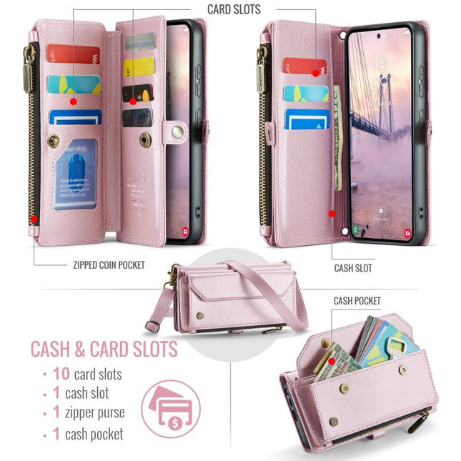 CaseMe C36 Card Slots Zipper Wallet RFID Anti-theft Leather Phone Case, For Galaxy S26 Ultra 5G, For Galaxy S26 5G, For Galaxy A57 5G, For Galaxy A37 5G