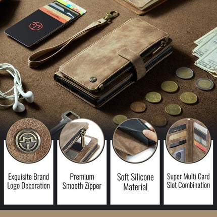 CaseMe C30 Card Slots Zipper Wallet Leather Phone Case, For Galaxy S25 FE 5G, For Galaxy A17 4G, For Galaxy Z Fold7, For Galaxy S25 Edge 5G, For Galaxy A56, For Galaxy A36