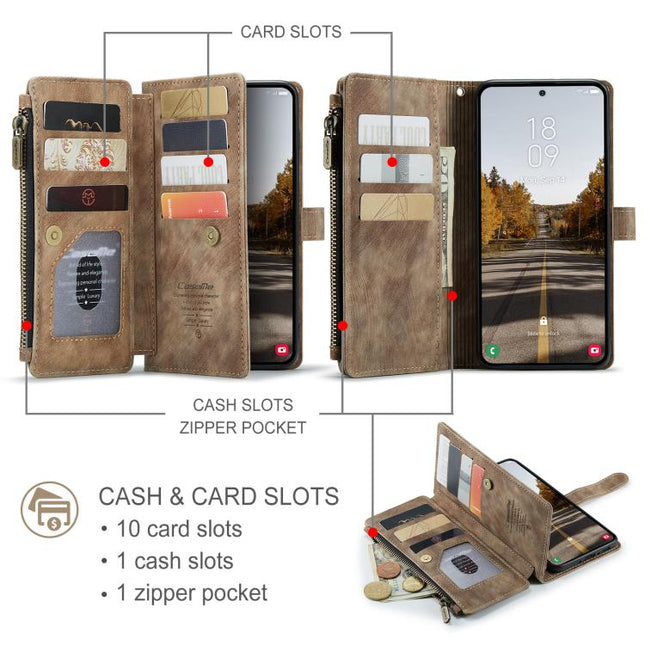 CaseMe C30 Card Slots Zipper Wallet Leather Phone Case, For Galaxy A37 5G, For Galaxy S25 FE 5G, For Galaxy A17 4G, For Galaxy Z Fold7, For Galaxy S25 Edge 5G, For Galaxy A56
