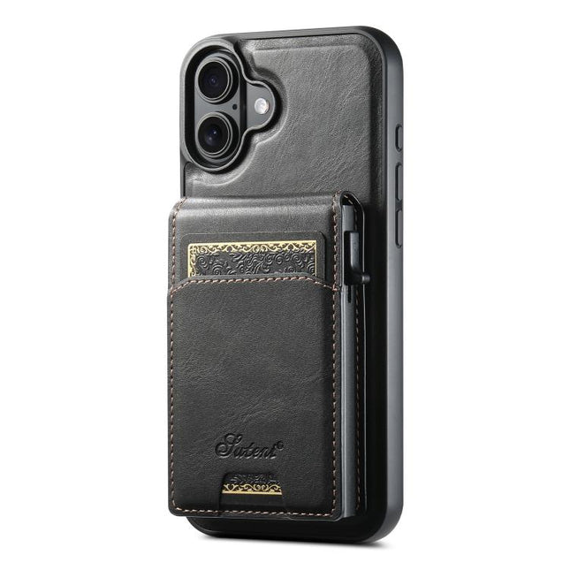 Suteni H19 Oil Wax 2-in-1 MagSafe Removable Card Box Back Phone Case, For iPhone 18, For iPhone 18 Pro, For iPhone 18 Pro Max, For iPhone 17 Pro Max, For iPhone 17 Pro, For iPhone 17, For iPhone Air, For iPhone 16 Pro Max, For iPhone 16 Pro            ...