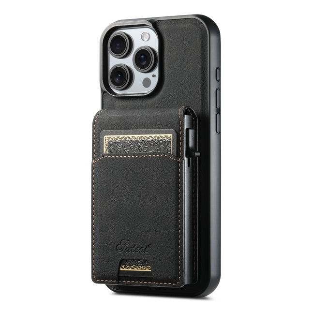 Suteni H19 Litchi Grain 2-in-1 MagSafe Removable Card Box Back Phone Case, For iPhone 15 Pro, For iPhone 15 Plus, For iPhone 15, For iPhone 14 Plus, For iPhone 14, For iPhone 14 Pro, For iPhone 14 Pro Max, For iPhone 13 Pro Max, For iPhone 13 Pro      ...