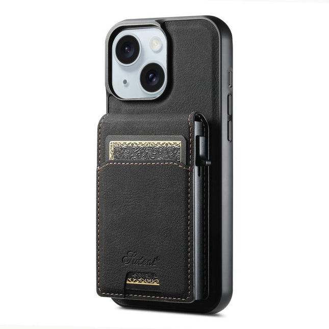 Suteni H19 Litchi Grain 2-in-1 MagSafe Removable Card Box Back Phone Case, For iPhone 15 Pro, For iPhone 15 Plus, For iPhone 15, For iPhone 14 Plus, For iPhone 14, For iPhone 14 Pro, For iPhone 14 Pro Max, For iPhone 13 Pro Max, For iPhone 13 Pro      ...
