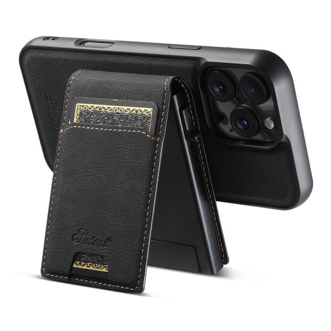 Suteni H19 Litchi Grain 2-in-1 MagSafe Removable Card Box Back Phone Case, For iPhone 18, For iPhone 18 Pro, For iPhone 18 Pro Max, For iPhone 17 Pro Max, For iPhone 17 Pro, For iPhone 17, For iPhone Air, For iPhone 16 Pro Max, For iPhone 16 Pro       ...