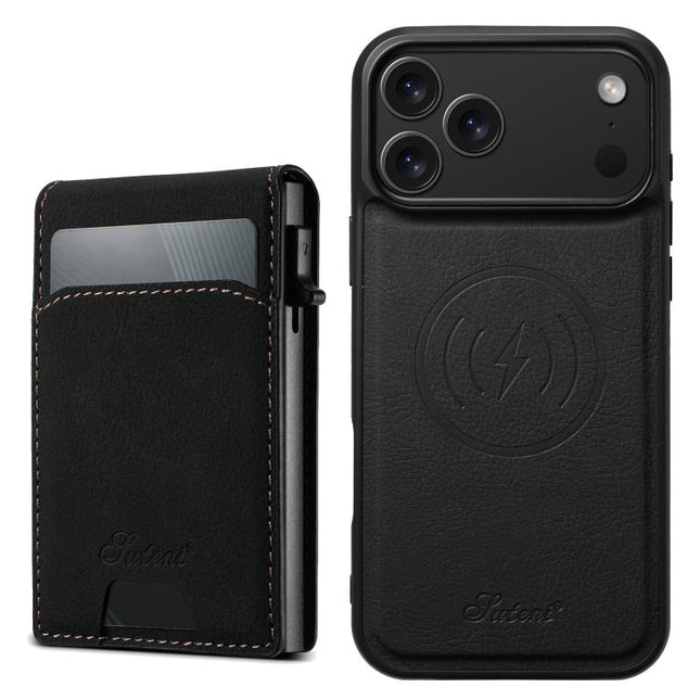 Suteni H19 Litchi Grain 2-in-1 MagSafe Removable Card Box Back Phone Case, For iPhone 18, For iPhone 18 Pro, For iPhone 18 Pro Max, For iPhone 17 Pro Max, For iPhone 17 Pro, For iPhone 17, For iPhone Air, For iPhone 16 Pro Max, For iPhone 16 Pro       ...