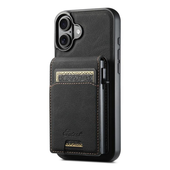 Suteni H19 Litchi Grain 2-in-1 MagSafe Removable Card Box Back Phone Case, For iPhone 18, For iPhone 18 Pro, For iPhone 18 Pro Max, For iPhone 17 Pro Max, For iPhone 17 Pro, For iPhone 17, For iPhone Air, For iPhone 16 Pro Max, For iPhone 16 Pro       ...