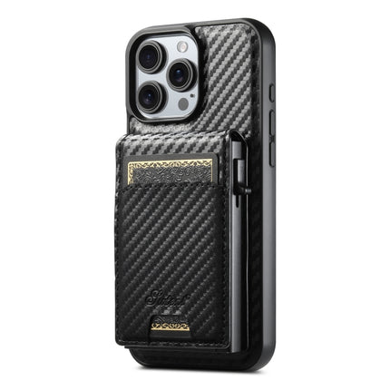 Suteni H19 Carbon Fiber Grain 2-in-1 MagSafe Removable Card Box Back Phone Case, For iPhone 12 Pro