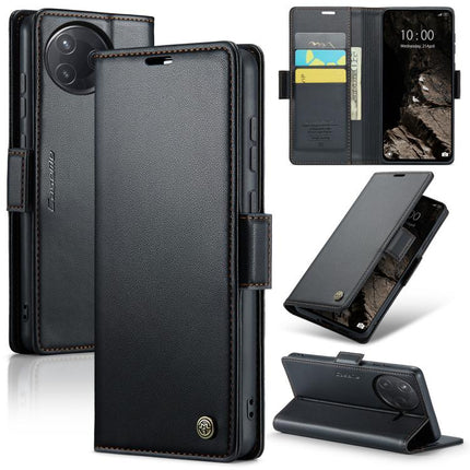 CaseMe 023 Butterfly Buckle Litchi Texture RFID Anti-theft Leather Phone Case, For Xiaomi Poco F7 Pro / F7 Ultra