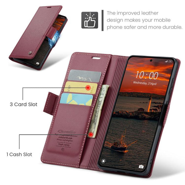 CaseMe 023 Butterfly Buckle Litchi Texture RFID Anti-theft Leather Phone Case, For Redmi 15C 5G / 4G EU 173mm, For Redmi Note 14 4G 164.84mm, For Xiaomi Poco X7 Pro, For Redmi Note 14 Pro 4G