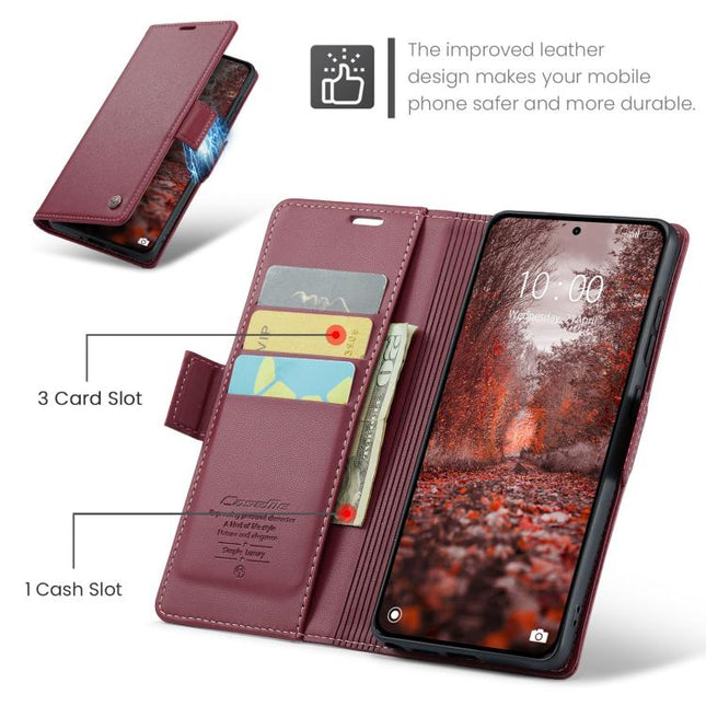 CaseMe 023 Butterfly Buckle Litchi Texture RFID Anti-theft Leather Phone Case, For Redmi Note 15 Pro 5G Global 163.6mm, For Xiaomi 17, For Xiaomi 15T Pro, For Xiaomi 15T