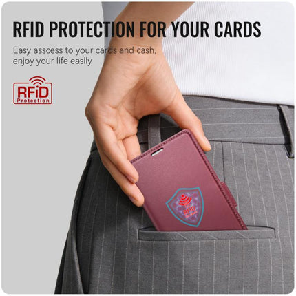 CaseMe 023 Butterfly Buckle Litchi Texture RFID Anti-theft Leather Phone Case, For Xiaomi 17, For Xiaomi 15T Pro, For Xiaomi 15T, For Redmi 15C 5G / 4G EU 173mm