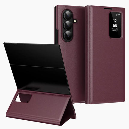 Smart View Window Leather Phone Case with Card Slot, For Galaxy S26 FE 5G, For Galaxy Fold8 Ultra 5G, For Galaxy Z TriFold, For Galaxy S26 Ultra 5G