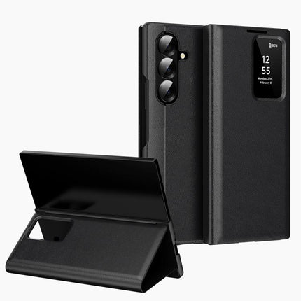 Smart View Window Leather Phone Case with Card Slot, For Galaxy S26 FE 5G, For Galaxy Fold8 Ultra 5G, For Galaxy Z TriFold, For Galaxy S26 Ultra 5G