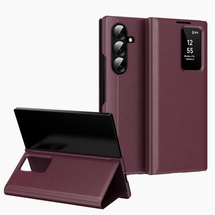 Smart View Window Leather Phone Case with Card Slot, For Galaxy S26 FE 5G, For Galaxy Fold8 Ultra 5G, For Galaxy Z TriFold, For Galaxy S26 Ultra 5G