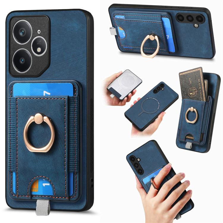 Retro Splitable Magnetic Card Bag Leather Phone Case, For Realme Neo7