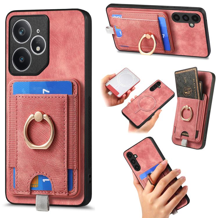 Retro Splitable Magnetic Card Bag Leather Phone Case, For Realme Neo7