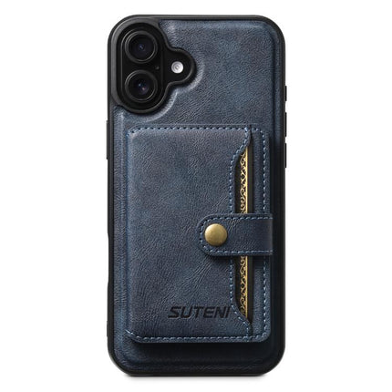 Suteni M4 Magnetic Card Bag MagSafe Leather Phone Case, For iPhone 16 Pro, For iPhone 16 Plus, For iPhone 16, For iPhone 15 Pro Max, For iPhone 15 Pro, For iPhone 15 Plus, For iPhone 15, For iPhone 14 Plus